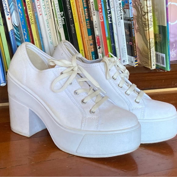 Shelly’s London Funcluo Platform Sneakers White Canvas 39 8 7.5 8.5 Shellys - Picture 4 of 16